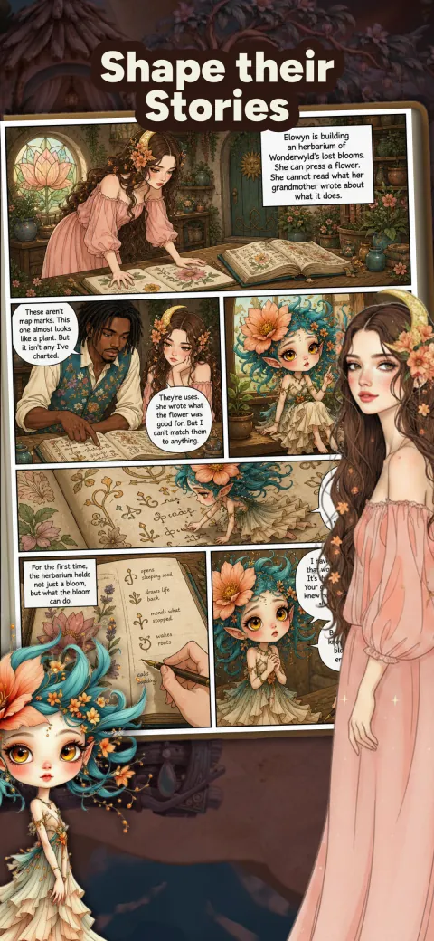 A comic page from a player's story about a lost herbarium